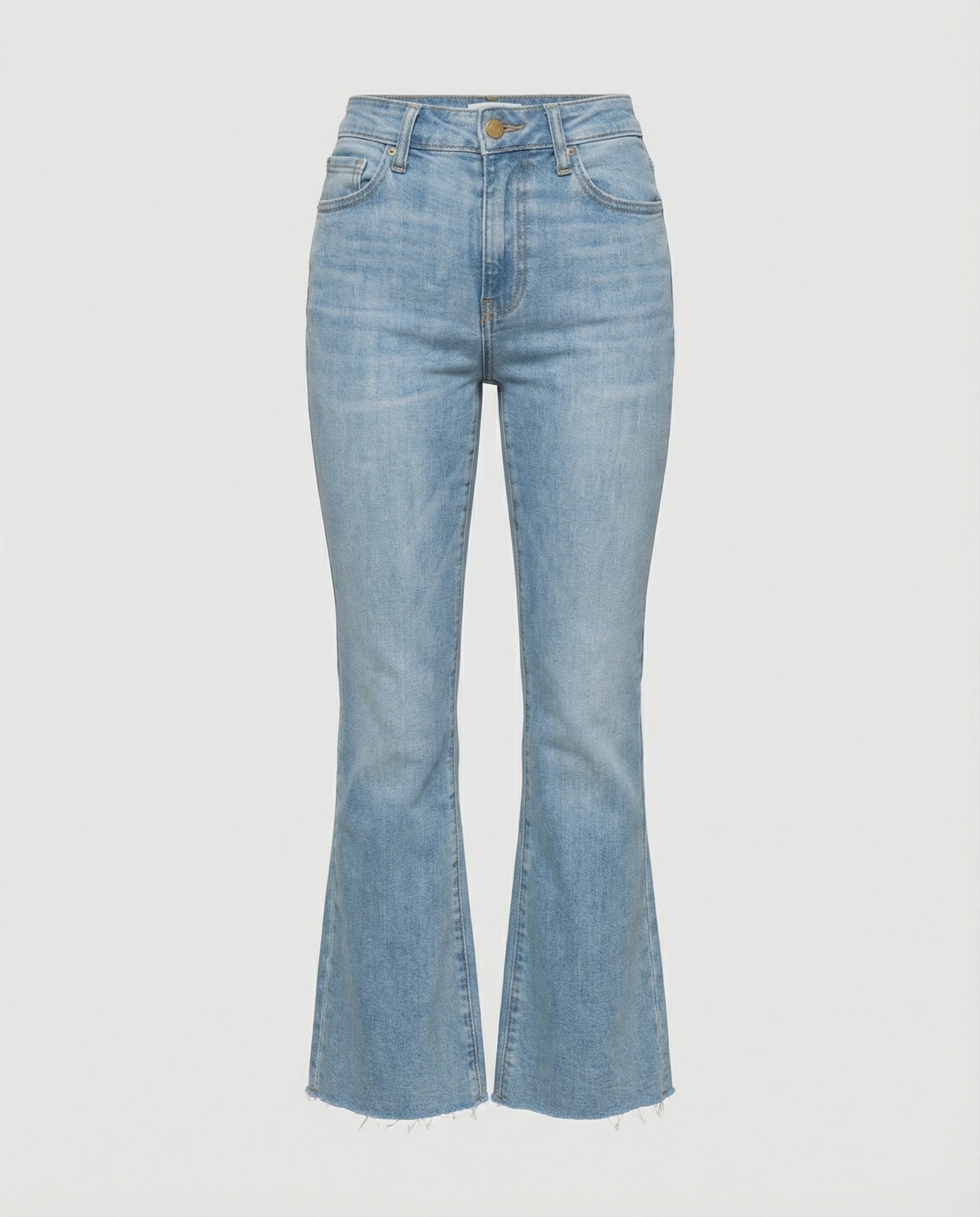 Damen Highwaist Flare Jeans Fransen Saum