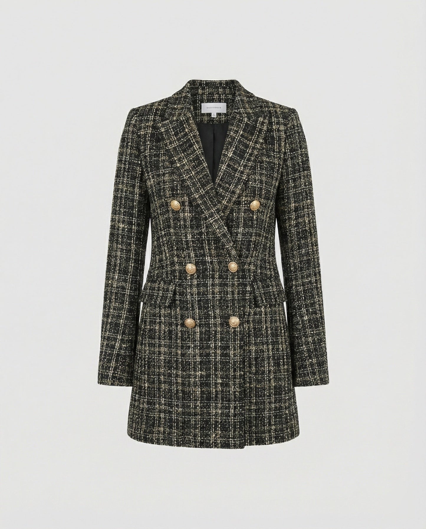 Damen Blazer Tweed Doppelknöpfe Modern