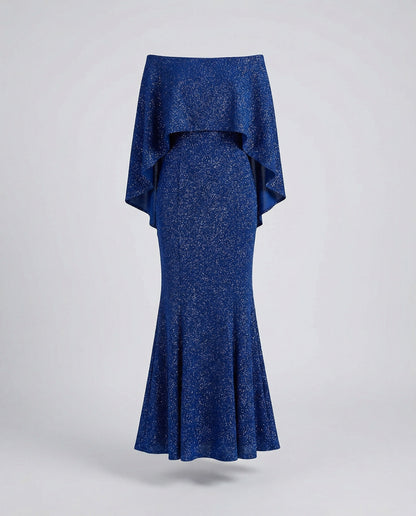 Damen Abendkleid Off-Shoulder Glitter