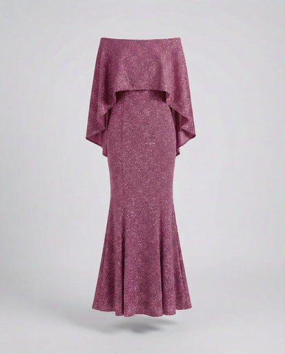 Damen Abendkleid Off-Shoulder Glitter