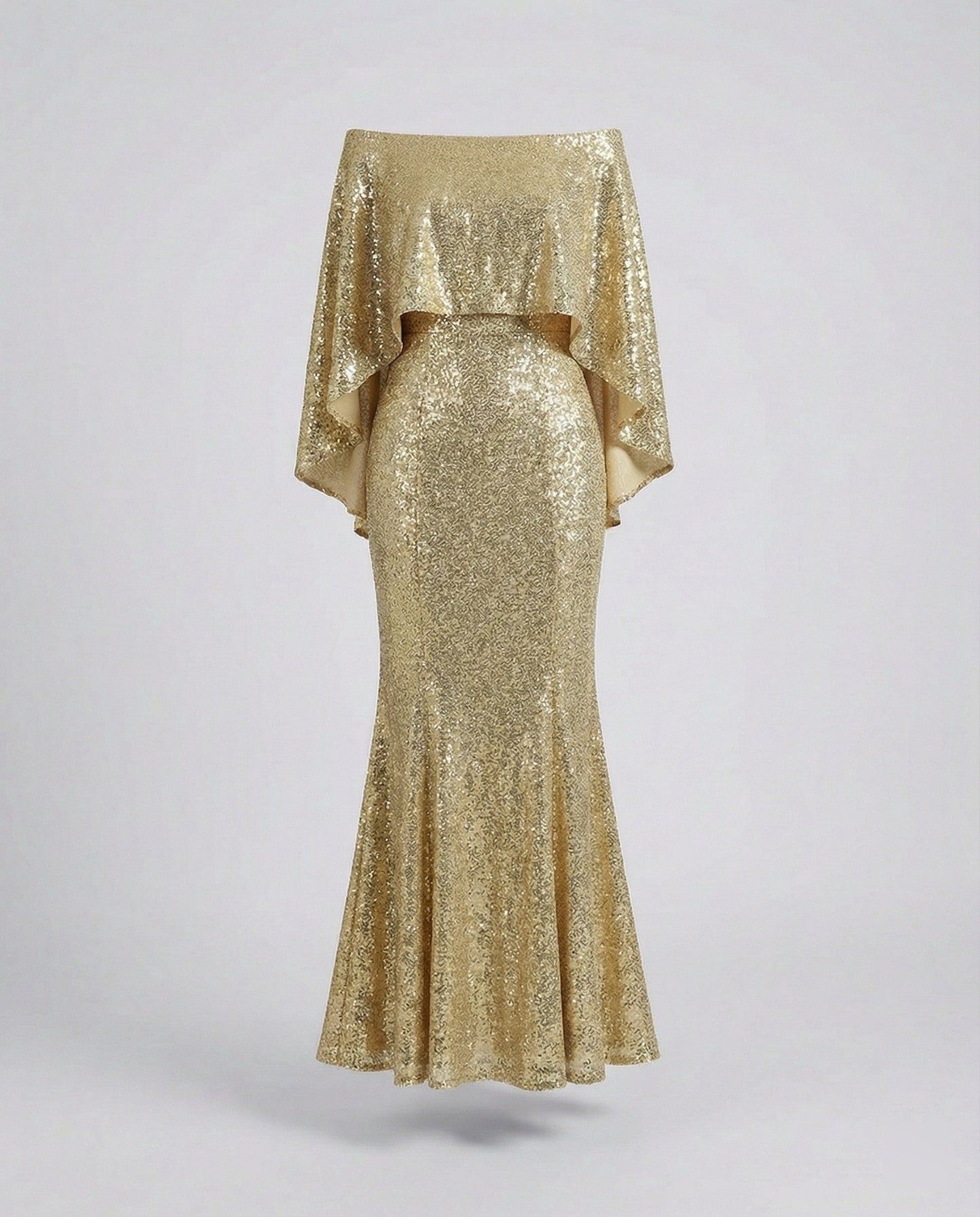 Damen Abendkleid Off-Shoulder Glitter