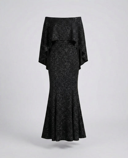 Damen Abendkleid Off-Shoulder Glitter