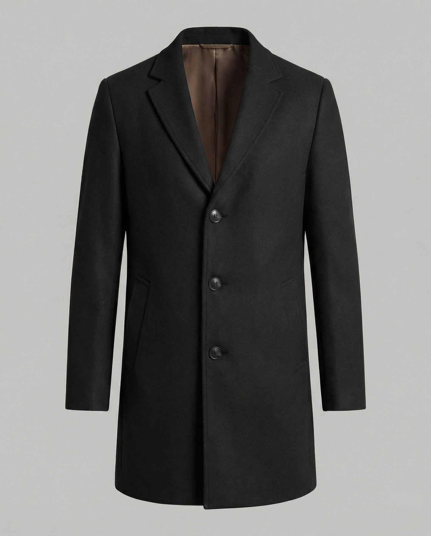 Herren Trenchcoat Lang Lederoptik Eleganter Mantel