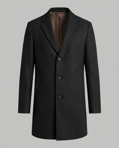 Herren Trenchcoat Lang Lederoptik Eleganter Mantel
