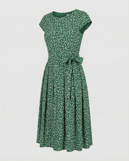 Damen Midi-Kleid mit Gürtel und Verschnürung