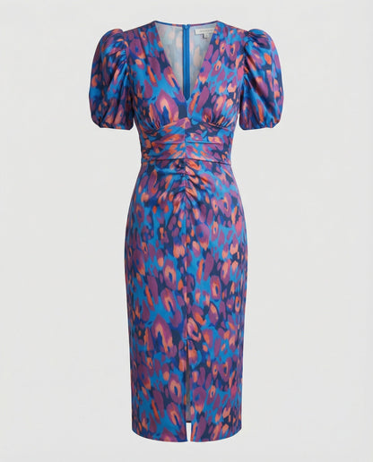 Damen Abendkleid Puffärmel Glamour