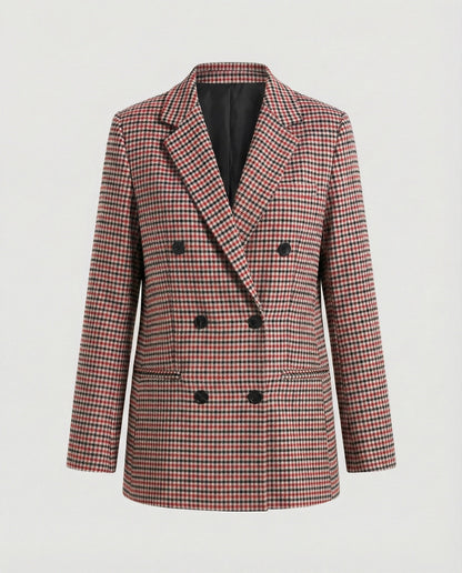 Damen Blazer Kariert Doppelknopf