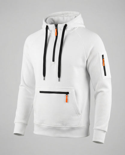 Herren Hoodie Sportlich Reißverschluss Taschen