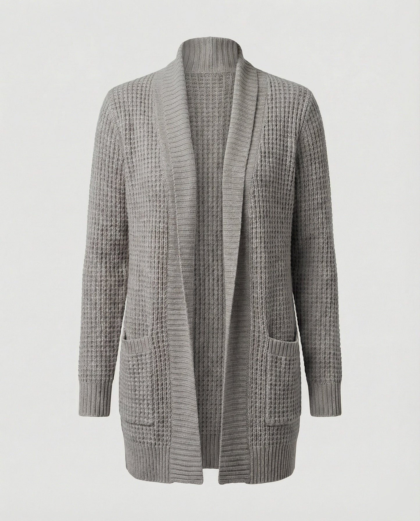 Weiche Strickjacke Lange Ärmel Offen Vorne Mit Taschen
