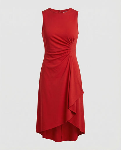 Damen Ärmelloses Wickelkleid Asymmetrisch Elegant