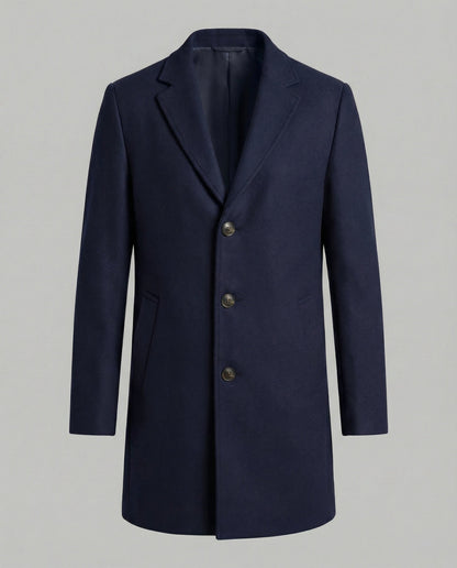 Herren Trenchcoat Lang Lederoptik Eleganter Mantel