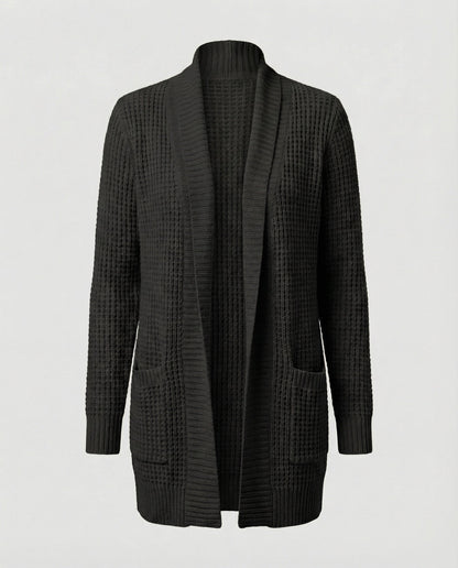 Weiche Strickjacke Lange Ärmel Offen Vorne Mit Taschen