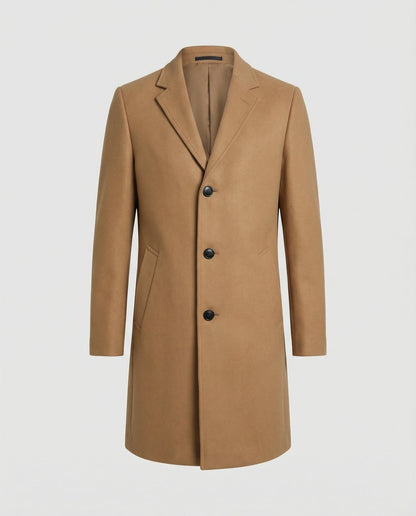 Herren Trenchcoat Lang Wollbezogen Elegant