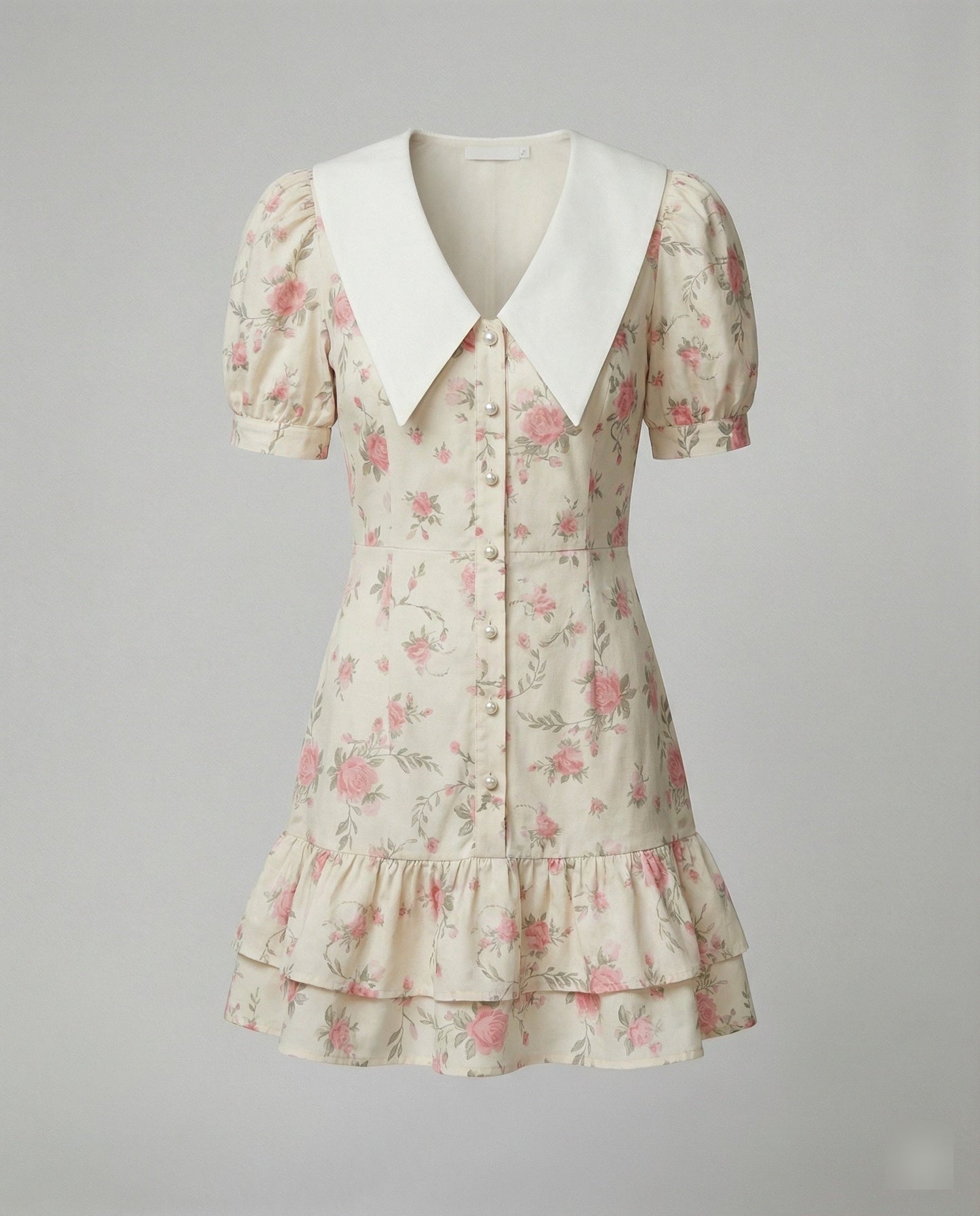 Damen Sommerkleid Blumenmuster Puffärmel