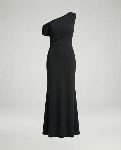 Elegantes Damen Abendkleid Figurbetont Asymmetrisch Lang