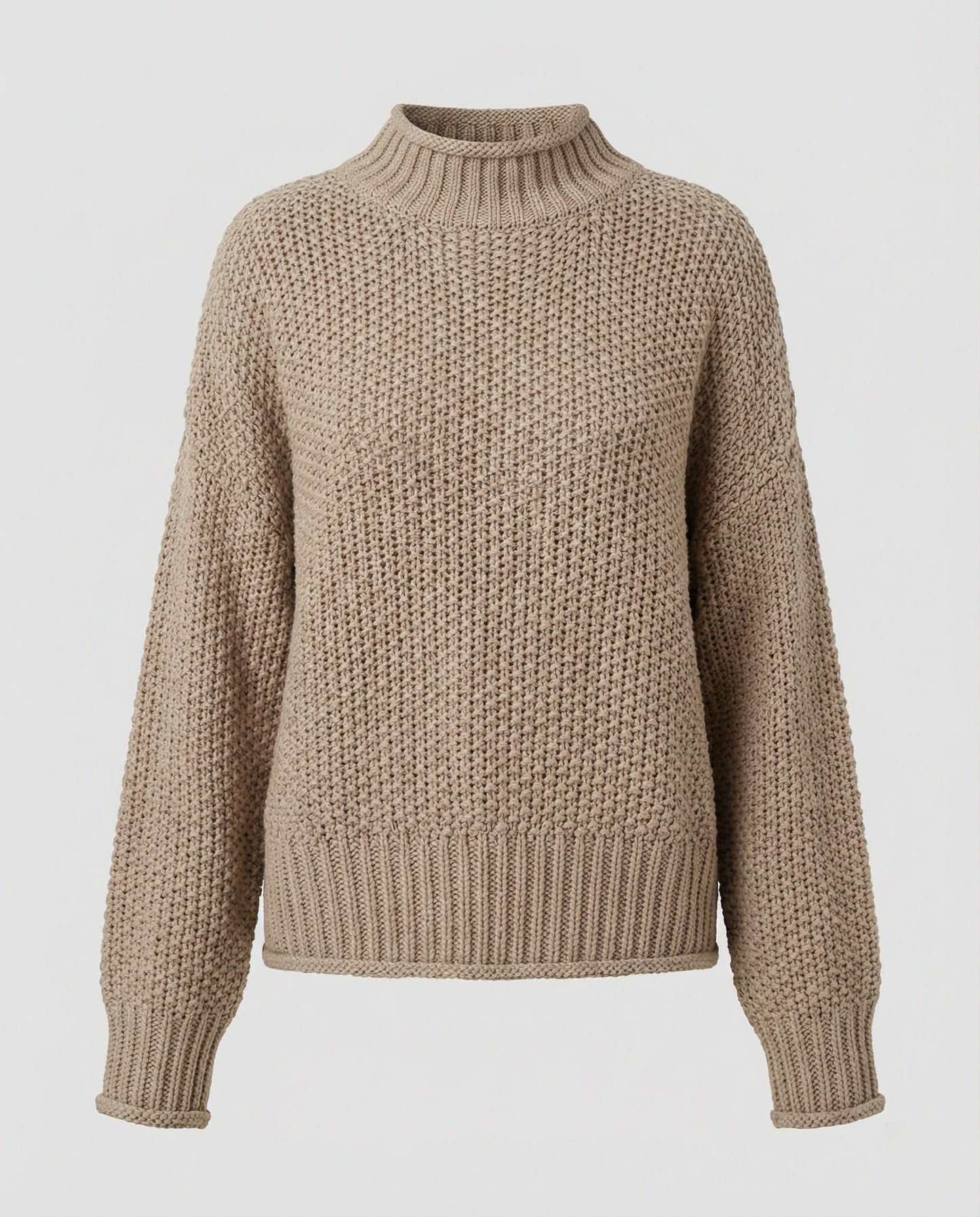 Damen Strickpullover Kuschelig Weite Ärmel Hochkragen