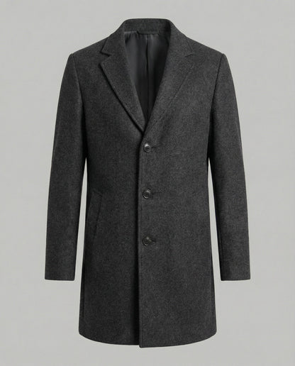 Herren Trenchcoat Lang Lederoptik Eleganter Mantel