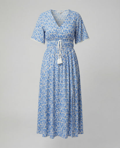 Damen Maxikleid Blumenmuster Lang Sommer