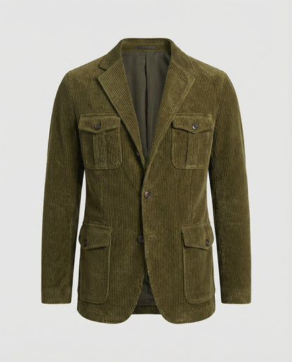 Herren Cordjacke Reißverschluss Vieltaschen Modern Braun