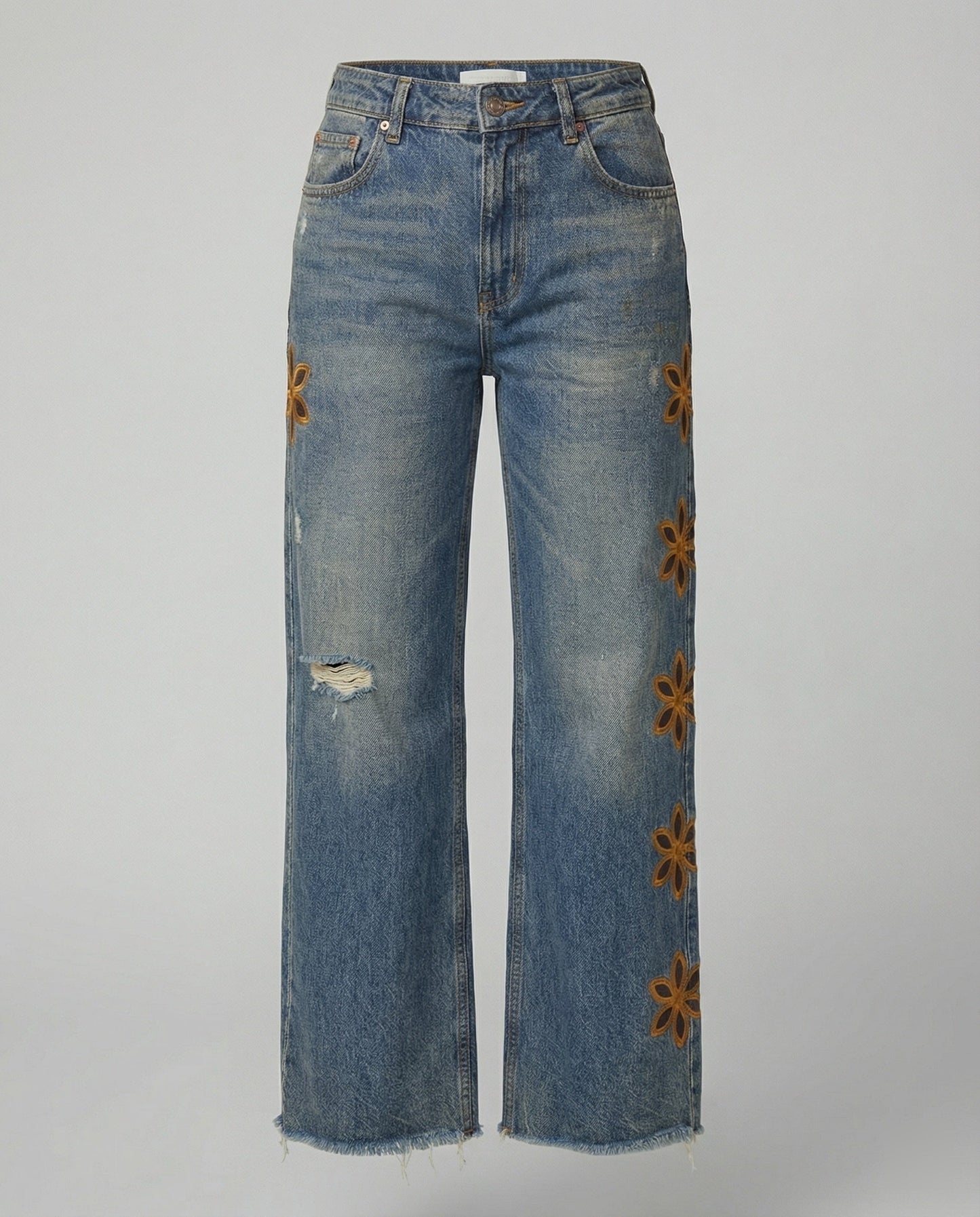 Damen Jeans Blumenmuster Bunt