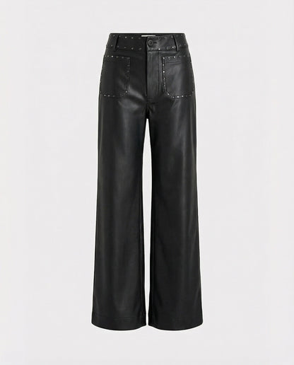 Damen Kunstlederhose Nieten
