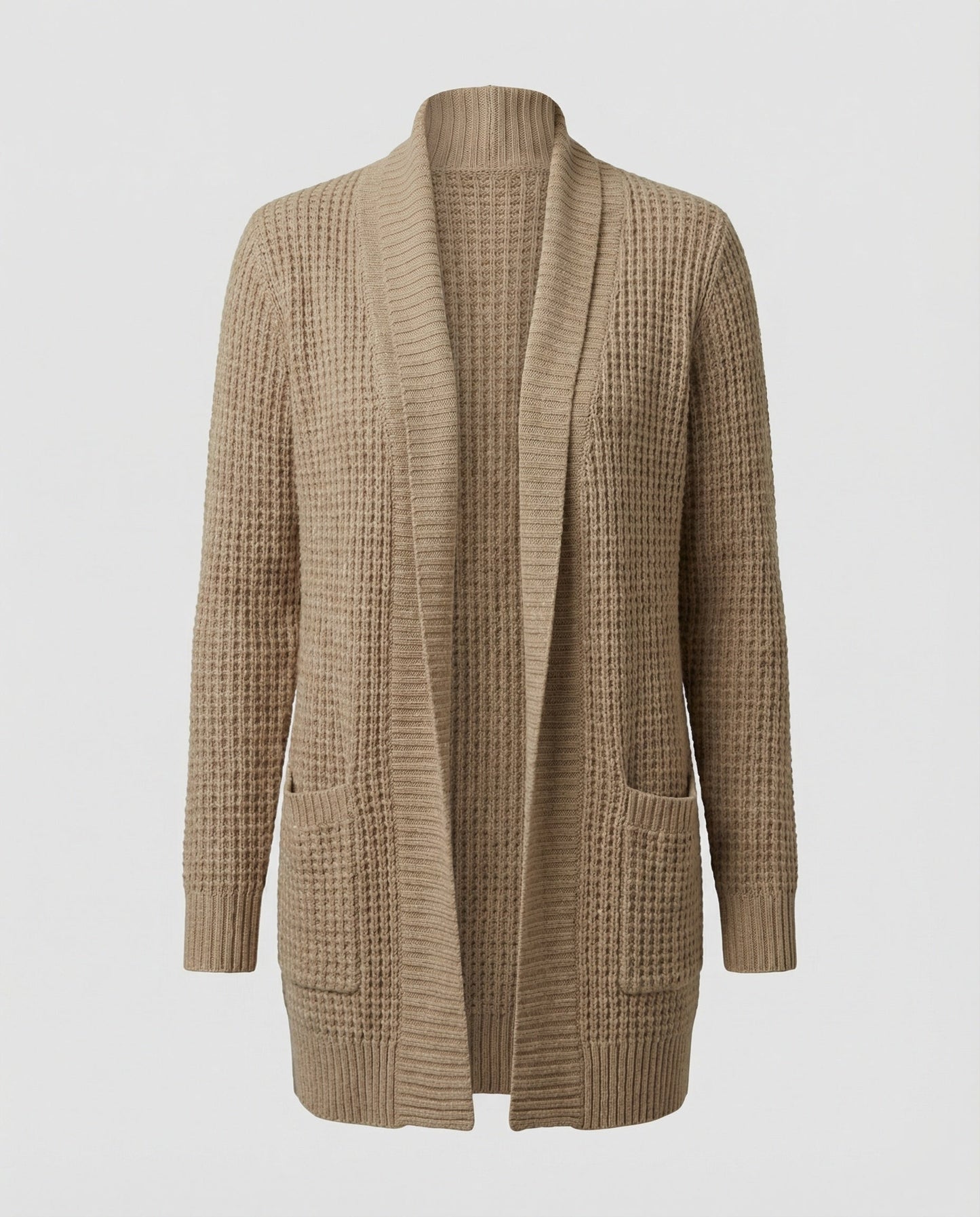 Weiche Strickjacke Lange Ärmel Offen Vorne Mit Taschen
