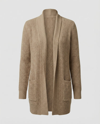 Weiche Strickjacke Lange Ärmel Offen Vorne Mit Taschen