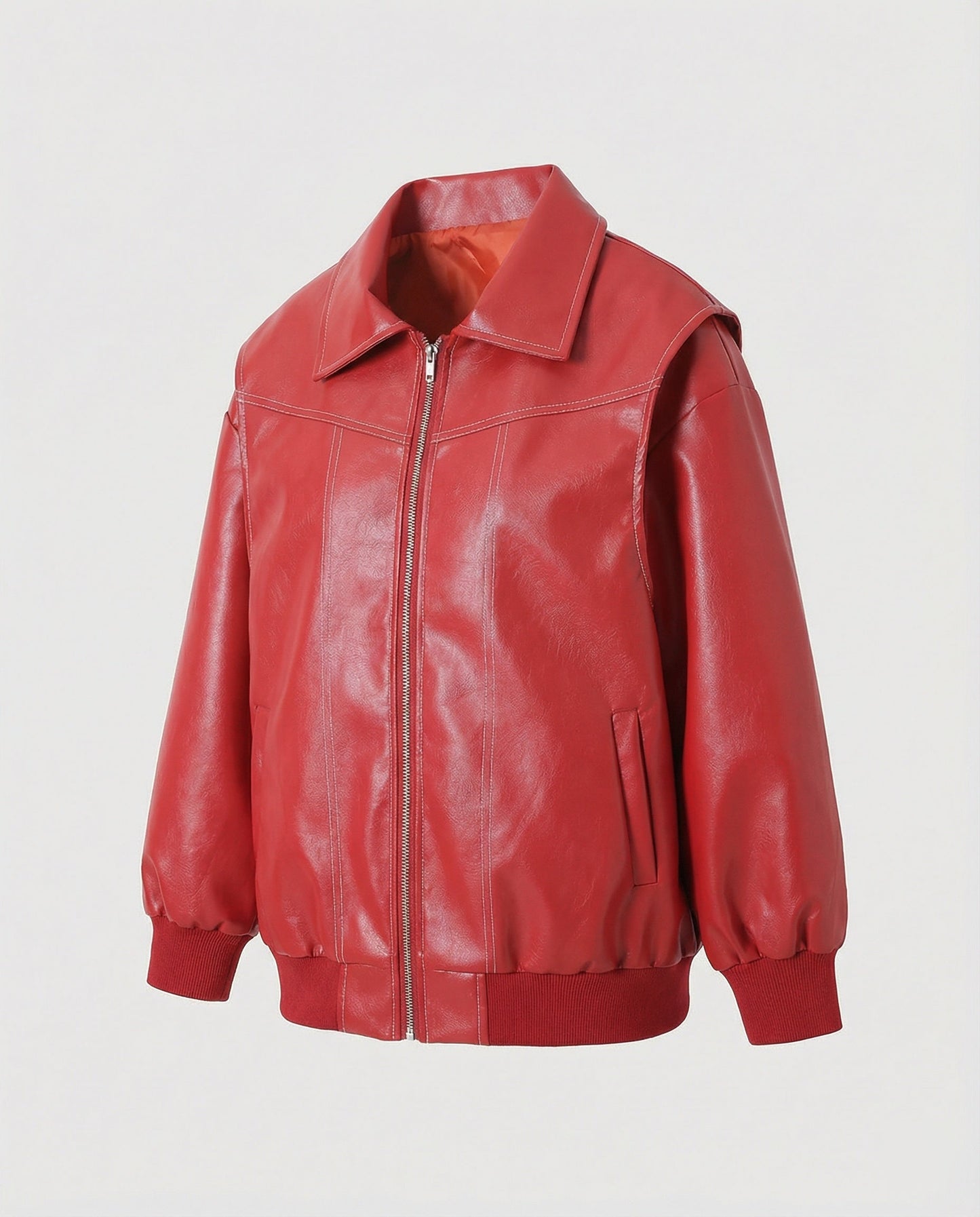 Damen Lederjacke Elegante Hochkragen