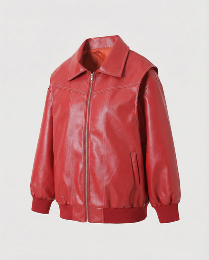 Damen Lederjacke Elegante Hochkragen