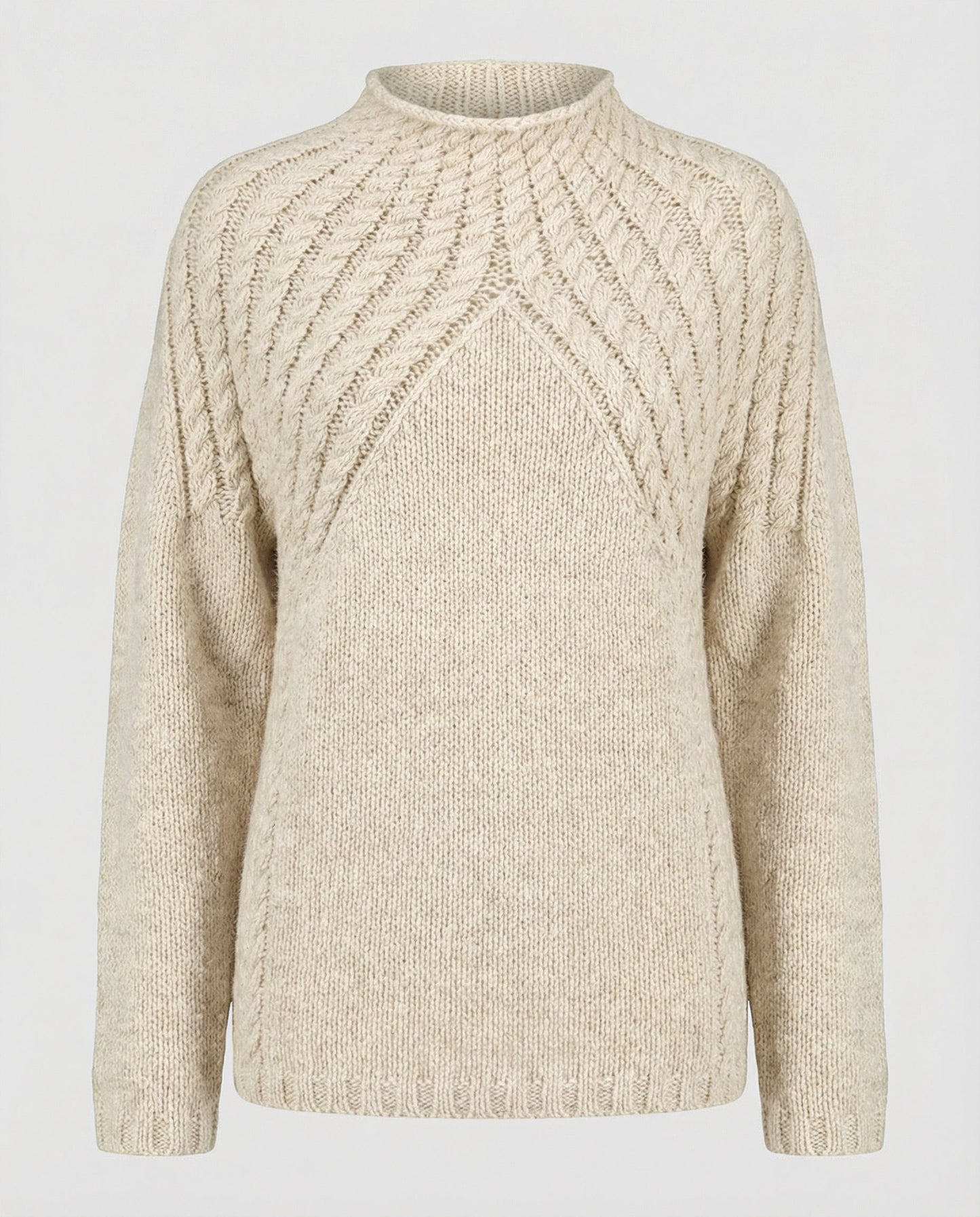 Damen Pullover Rippstrick Hochkragen Lässig