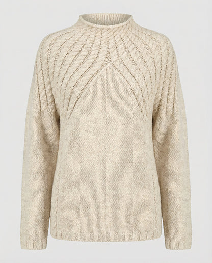 Damen Pullover Rippstrick Hochkragen Lässig