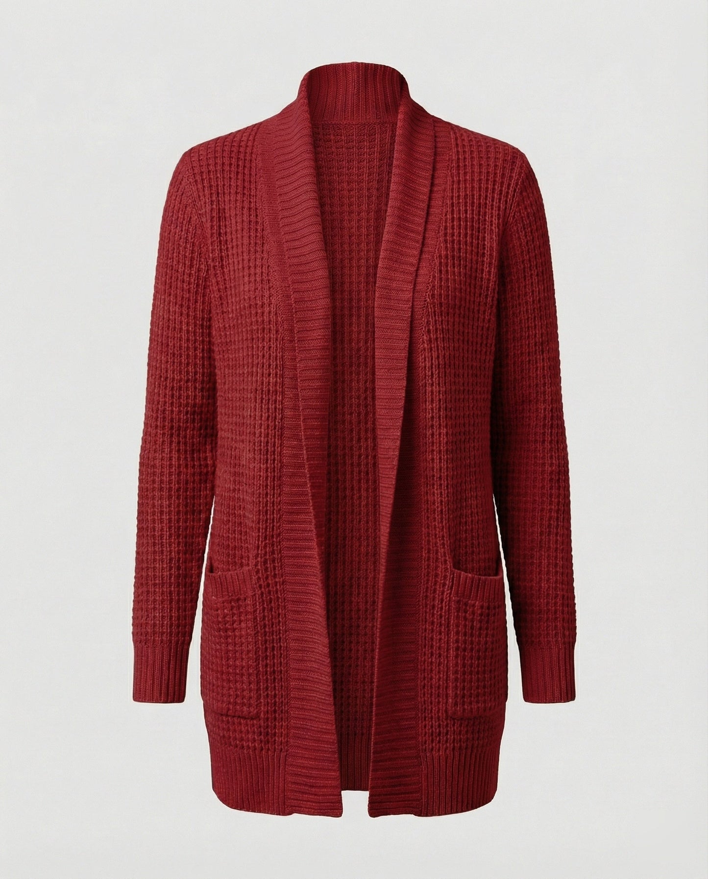 Weiche Strickjacke Lange Ärmel Offen Vorne Mit Taschen