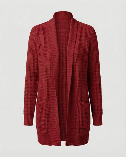 Weiche Strickjacke Lange Ärmel Offen Vorne Mit Taschen