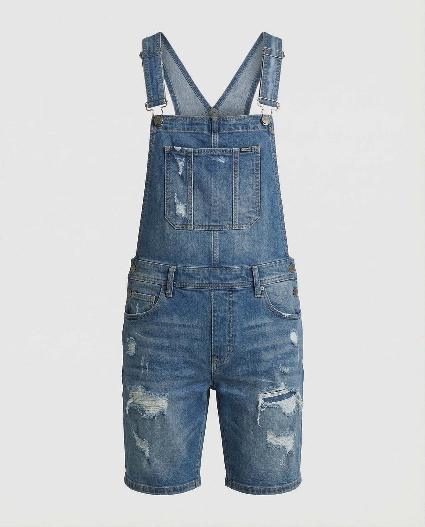 Herren Latzhose Used-Look Abnehmbare Träger Jeans