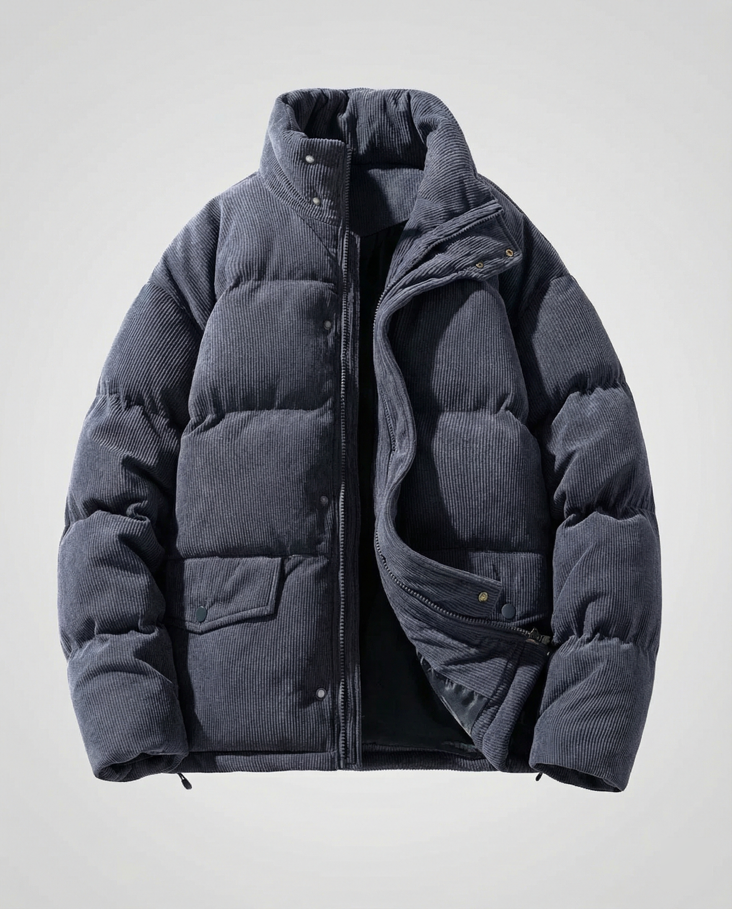 Herren Steppjacke Warm Cord Winterjacke Braun