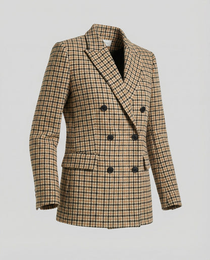 Damen Karo Blazer Modern Kaschmir