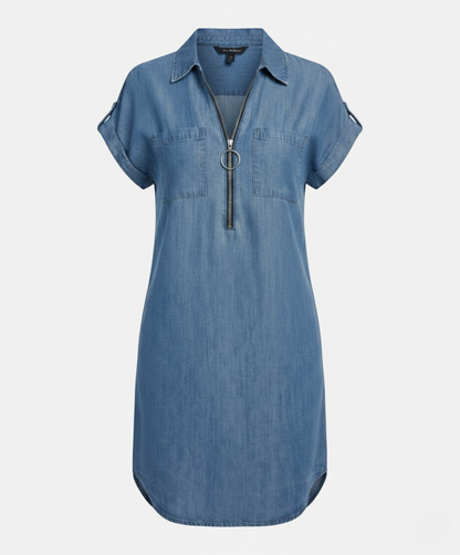 Damen Jeanskleid Reißverschluss Modern