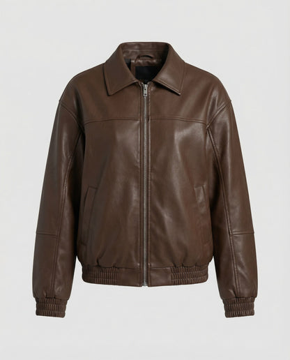 Damen Lederjacke Lässig Mit Nieten