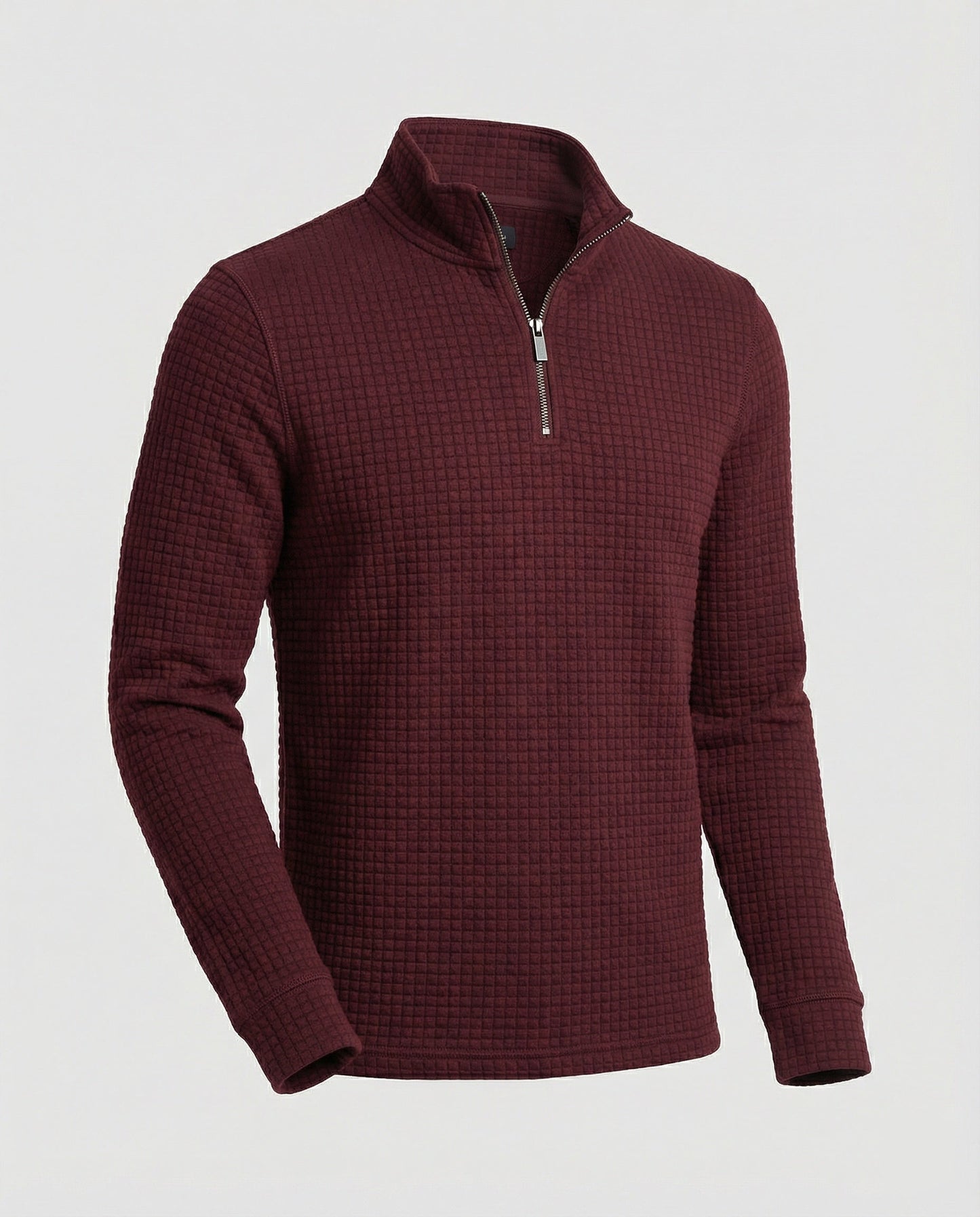 Herren Langarmshirt Stehkragen Reißverschluss Elegant