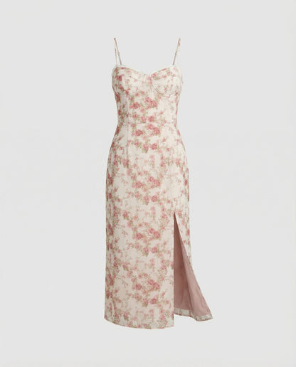 Damen Sommerkleid Blumenmuster Plissee-Rock