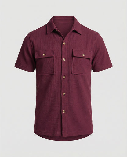 Herren Kurzarmhemd Strukturstoff Modern