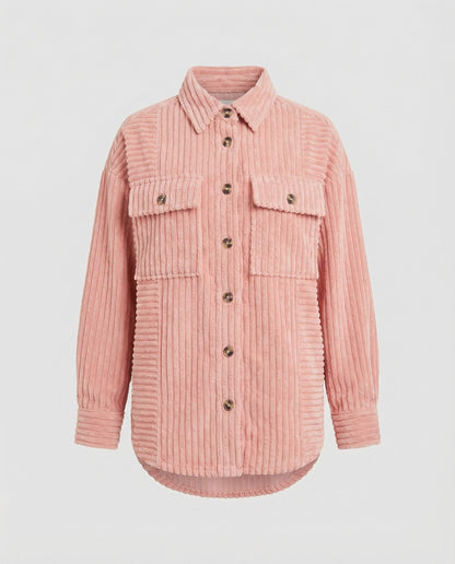 Damen Cordjacke Bequem Mit Taschen Braun