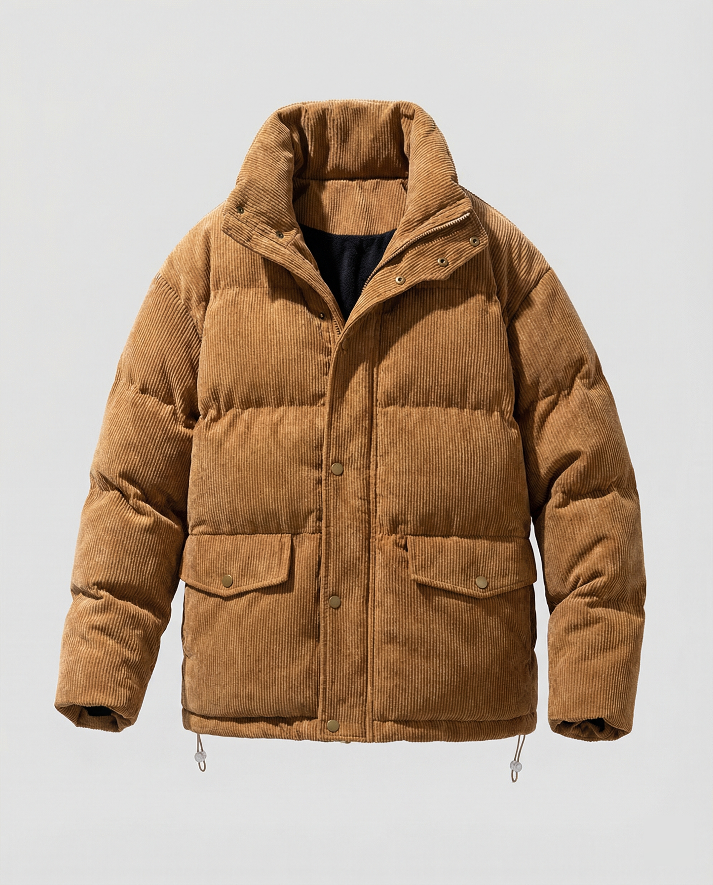Herren Steppjacke Warm Cord Winterjacke Braun
