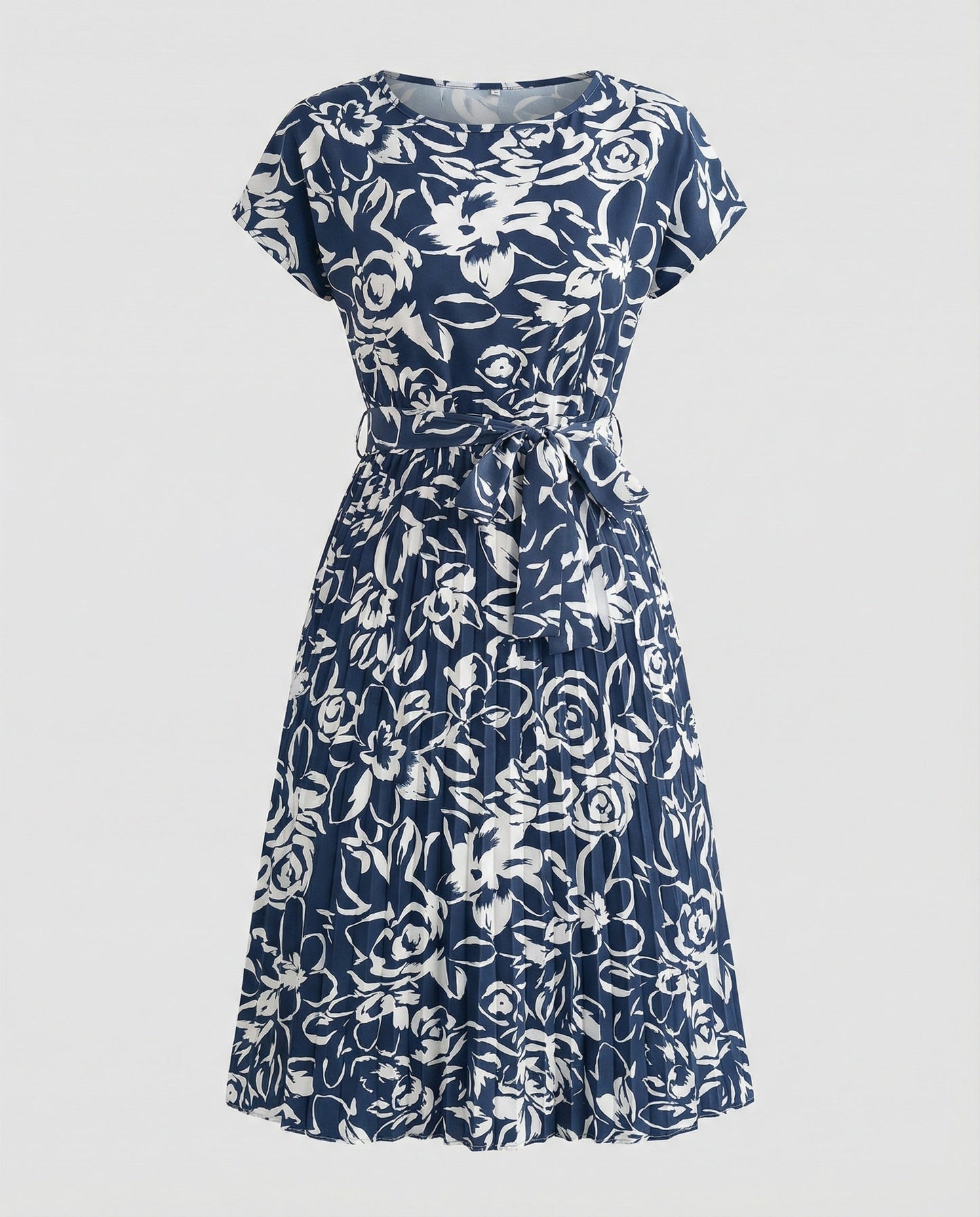 Damenkleid Blumenmuster Sommer mit Gürtel