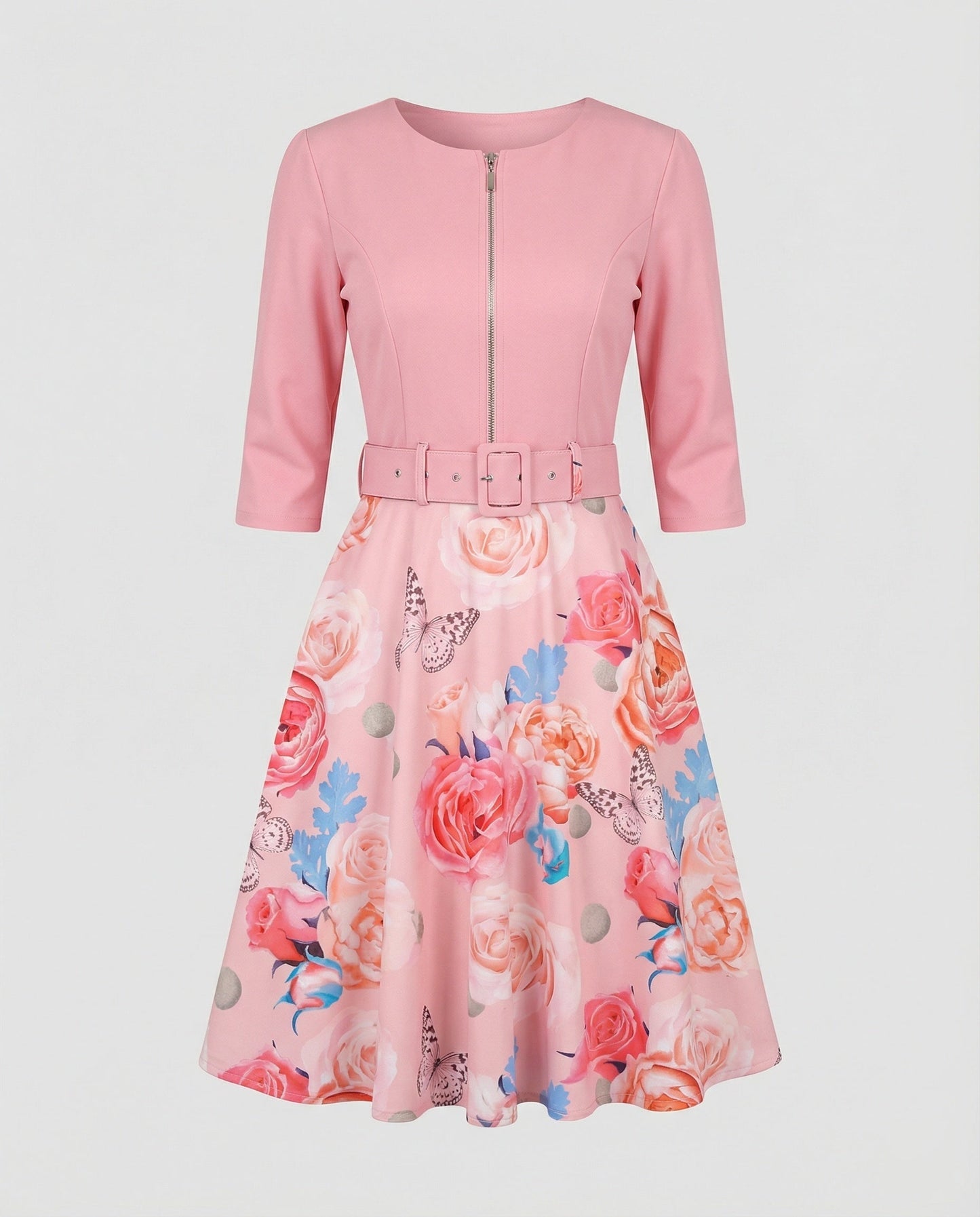 Damen A-Linie Kleid Tailliert Floral Modern