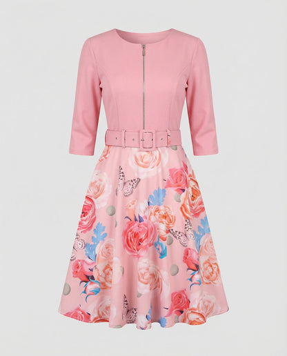 Damen A-Linie Kleid Tailliert Floral Modern