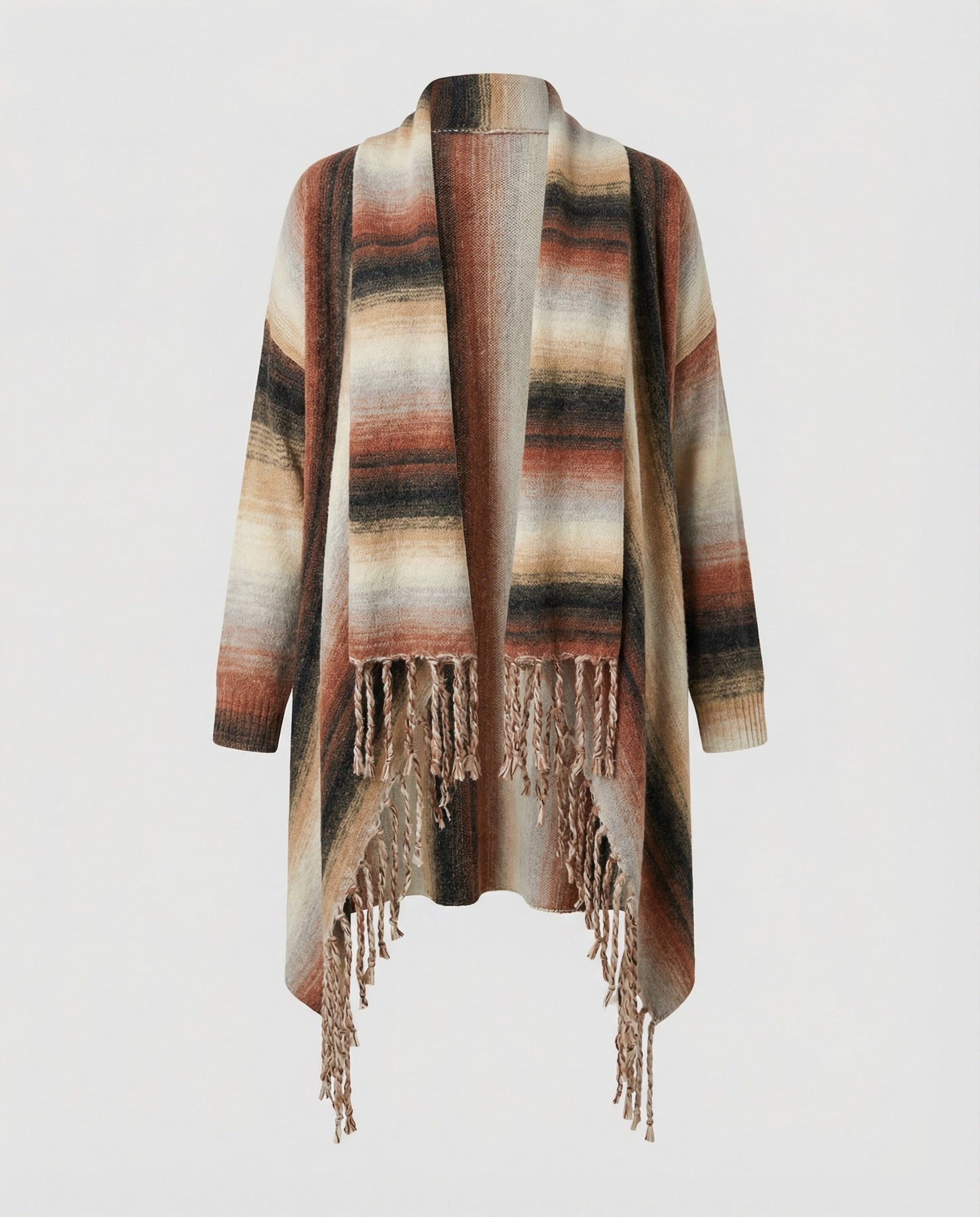 Damen Poncho Weste Streifen Modisch