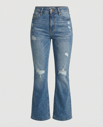 Damen Jeans Bootcut Vintage Stil Blau