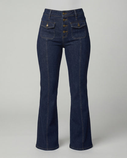 Damen High-Waist Schlagjeans Trendy