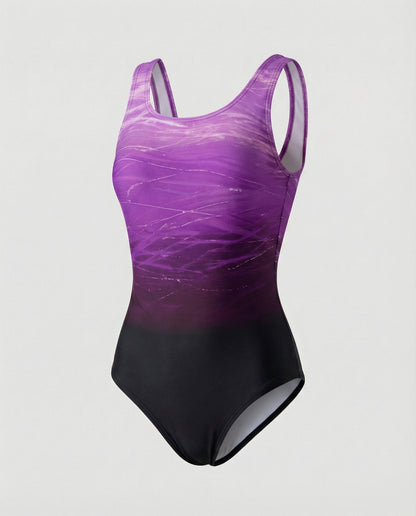 Damen Einteiliger Badeanzug Schnelltrocknend Ombre Design